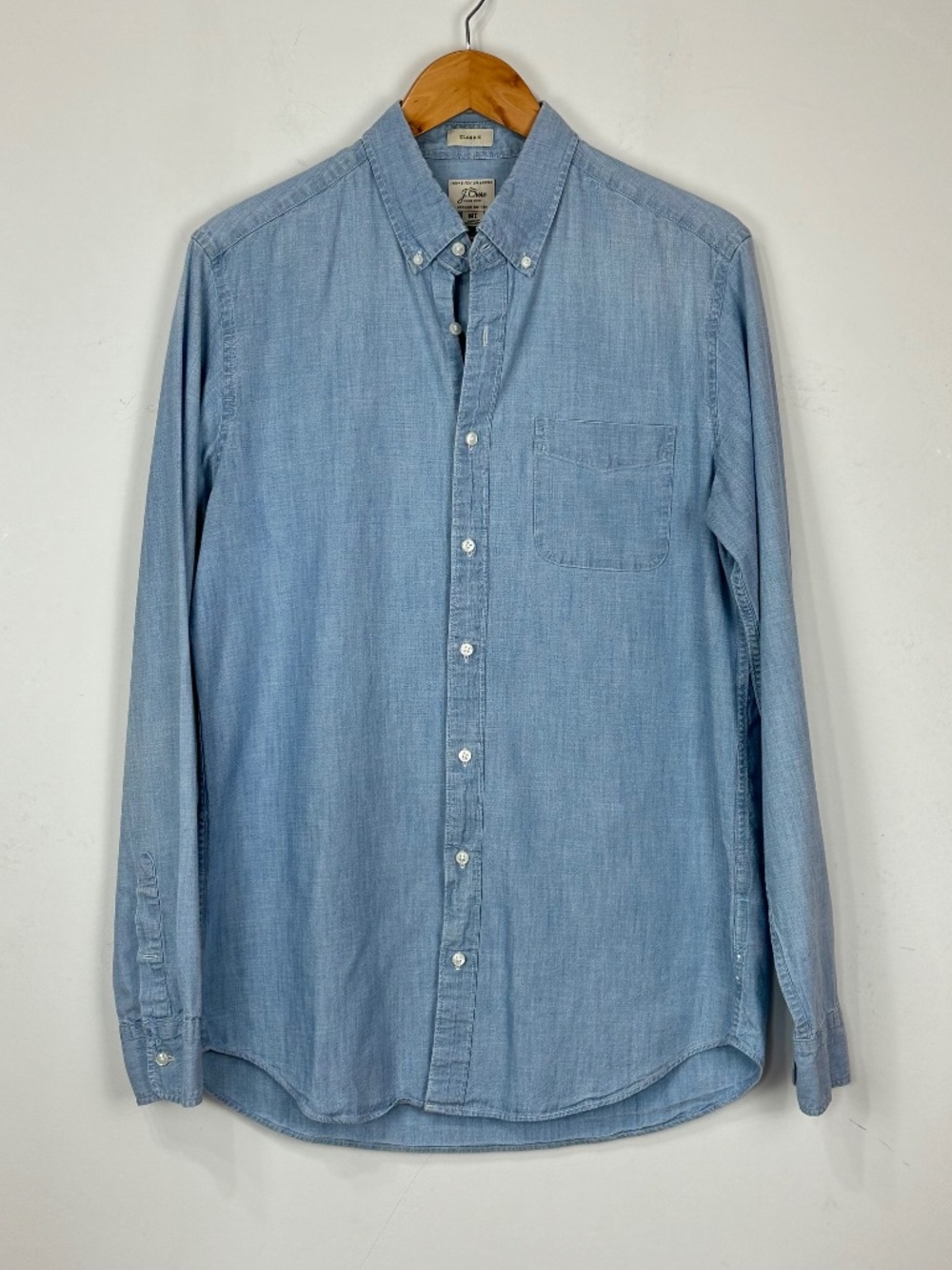 J. Crew Mens Classic Cotton Oxford Chambray Button Down Shirt Med Tall Preppy
